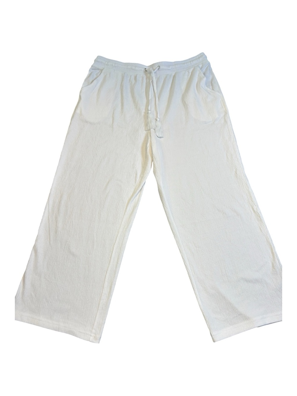 Belle Kim Gravel Packabelle Gotta Getaway Cropped Wide Leg Pants White M